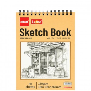 Альбом для ескізів А5 30 аркушів, 160 г/м² Sketch Book ETBZ-014-16K верхня спіраль