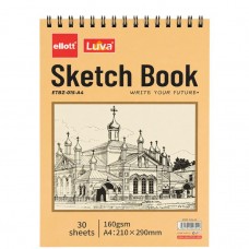 Альбом для ескізів А4 30 аркушів, 160 г/м² Sketch Book ETBZ-015-A4 верхня спіраль