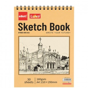 Альбом для ескізів А4 30 аркушів, 160 г/м² Sketch Book ETBZ-015-A4 верхня спіраль