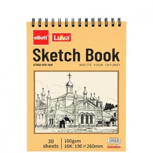 Альбом для ескізів А5 30 аркушів, 160 г/м² Sketch Book ETBZ-015-16K верхня спіраль