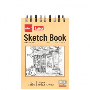 Альбом для ескізів А6 60 аркушів, 160 г/м² Sketch Book ETBZ-006-32K верхня спіраль
