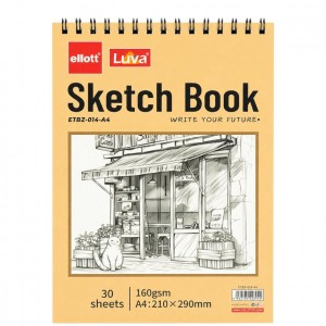 Альбом для ескізів А4 30 аркушів, 160 г/м² Sketch Book ETBZ-014-A4 верхня спіраль