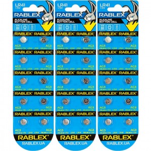 Батарейка RABLEX "таблетка" 1.5V AG3 (LR41)