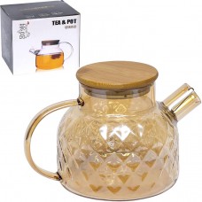 Чайник заварювальний 1л з бамбуковою кришкою скляний CH-1000ML