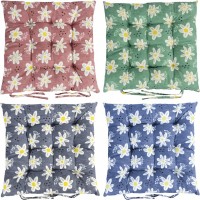 Подушка на стілець 40*40см "Ромашки" стьобана із зав'язками №3