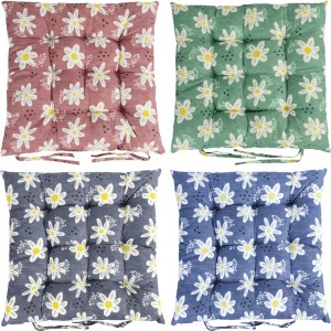 Подушка на стілець 40*40см "Ромашки" стьобана із зав'язками №3