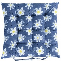 Подушка на стілець 40*40см "Ромашки" стьобана із зав'язками №3
