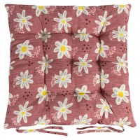 Подушка на стілець 40*40см "Ромашки" стьобана із зав'язками №3