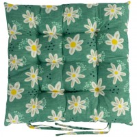 Подушка на стілець 40*40см "Ромашки" стьобана із зав'язками №3