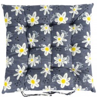 Подушка на стілець 40*40см "Ромашки" стьобана із зав'язками №3