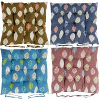 Подушка на стілець 40*40см "Листя" стьобана із зав'язками №1