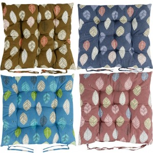 Подушка на стілець 40*40см "Листя" стьобана із зав'язками №1