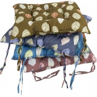 Подушка на стілець 40*40см "Листя" стьобана із зав'язками №1