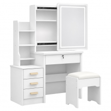 Туалетний столик 78,5*34*128,5см з LED-дзеркалом, шухлядами та пуфиком STL-MD84/AD26-49