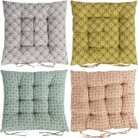 Подушка на стілець 40*40см "Маленькі квіти" стьобана із зав'язками №5