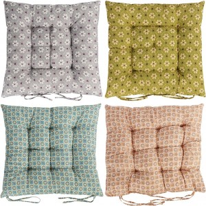 Подушка на стілець 40*40см "Маленькі квіти" стьобана із зав'язками №5