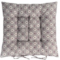 Подушка на стілець 40*40см "Маленькі квіти" стьобана із зав'язками №5