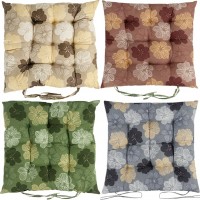 Подушка на стілець 40*40см "Великі квіти" стьобана із зав'язками №4