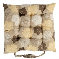 Подушка на стілець 40*40см "Великі квіти" стьобана із зав'язками №4