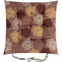 Подушка на стілець 40*40см "Великі квіти" стьобана із зав'язками №4