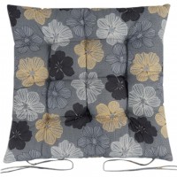 Подушка на стілець 40*40см "Великі квіти" стьобана із зав'язками №4