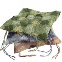 Подушка на стілець 40*40см "Великі квіти" стьобана із зав'язками №4