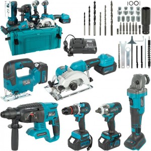 Акумуляторний набір інструментів 6-в-1, 21V, безщітковий 4 акумулятори, в кейсі + коробка ASR1106