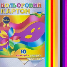 Кольоровий картон А4 10арк. односторонній, "Золото+Срібло" "Septima" 593233 Кольоровий картон А4 10арк. односторонній, "Золото+Срібло" "Septima" 593233