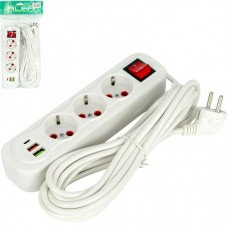 Електричний подовжувач на 3шт/5м та 2 USB+1Type-C з вимикачем 0313USB-5M Електричний подовжувач на 3шт/5м та 2 USB+1Type-C з вимикачем 0313USB-5M