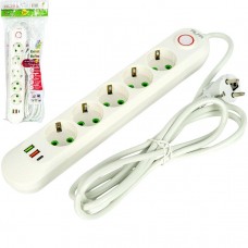 Мережевий фільтр подовжувач 3м на 5 розеток з 2 USB + 1 Type-C та вимикачем 499 Мережевий фільтр подовжувач 3м на 5 розеток з 2 USB + 1 Type-C та вимикачем 499