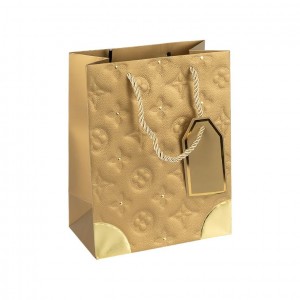 Пакет подарунковий 26х32х12 см з тисненням і золотим декором GOLD HL-1881