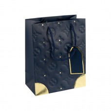 Пакет подарунковий 26х32х12 см з золотим декором та тисненням DARK BLUE HL-1891