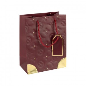 Пакет подарунковий 26х32х12 см з тисненням і золотим декором JUJUBE RED HL-1901