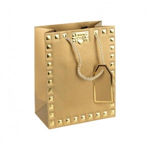 Пакет подарунковий 26х32х12 см із тисненням фольгою GOLD HL-1911