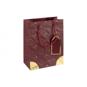 Пакет подарунковий 18х23х10 см з тисненням та золотим декором JUJUBE RED HL-1900