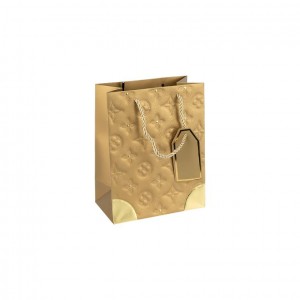 Пакет подарунковий 12х15х7 см з тисненням та золотим декором GOLD HL-1879