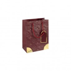 Пакет подарунковий 12х15х7 см з тисненням та золотим декором SILVER HL-1899