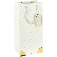 Пакет подарунковий 38х18х13 см із золотим декором "Пляшка" WHITE HL-1878