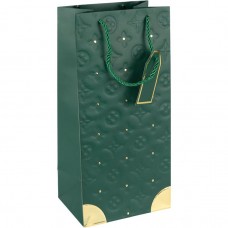 Пакет подарунковий 38х18х13 см із золотим декором "Пляшка" GREEN HL-1888
