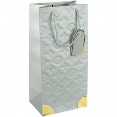 Пакет подарунковий 38х18х13 см із золотим декором "Пляшка" SILVER HL-1898