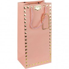 Пакет подарунковий 38х18х13 см із тисненням фольгою "Пляшка" PINK HL-1918