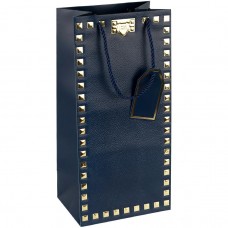 Пакет подарунковий 38х18х13 см із тисненням фольгою "Пляшка" DARK BLUE HL-1928