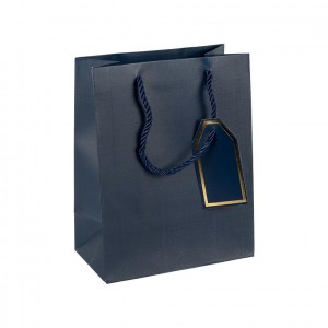 Пакет подарунковий 26х32х12 см однотонний DARK BLUE HL-1989