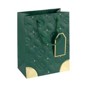 Пакет подарунковий 31х42х12см з тисненням і золотим декором GREEN HL-1887