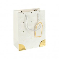 Пакет подарунковий 26х32х12 см з тисненням і золотим декором WHITE HL-1876
