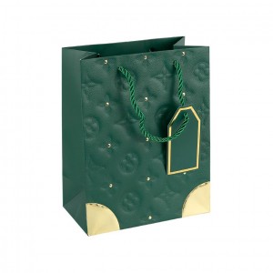 Пакет подарунковий 26х32х12см з тисненням і золотим декором GREEN HL-1886