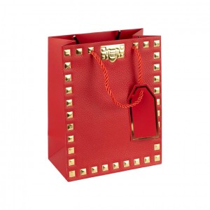 Пакет подарунковий 26х32х12 см із тисненням фольгою RED HL-1906