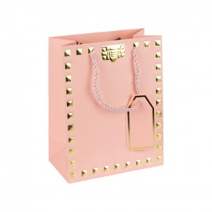 Пакет подарунковий 26х32х12 см із тисненням фольгою PINK HL-1916