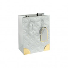 Пакет подарунковий 18х23х10 см з тисненням та золотим декором SILVER HL-1895