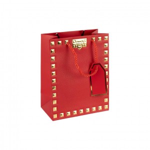 Пакет подарунковий 18х23х10 см із тисненням фольгою RED HL-1905